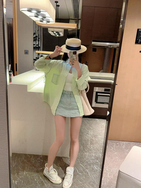 WANWAN Collar Down Long Sleeves Shirts